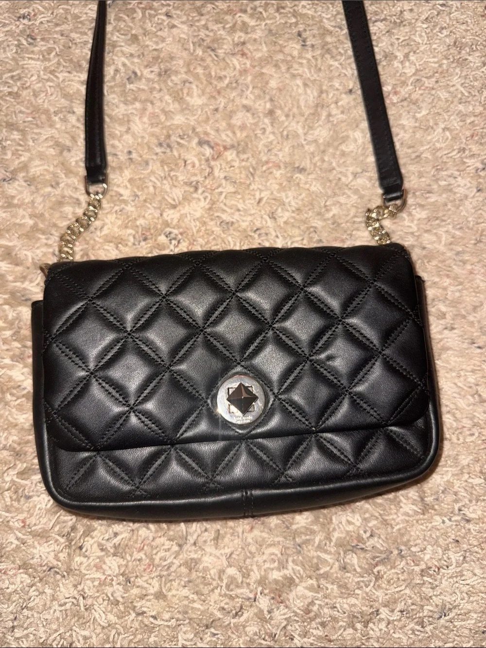 Kate Spade Black Quilted Crossbody Shoulder Bag